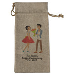 Happy Anniversary Large Burlap Gift Bag - Front (Personalized)