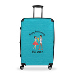 Happy Anniversary Suitcase - 28" Large - Checked w/ Couple's Names