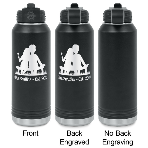 Happy Anniversary Laser Engraved Water Bottles - 2 Styles - Front & Back View