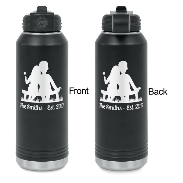 Happy Anniversary Laser Engraved Water Bottles - Front & Back Engraving - Front & Back View