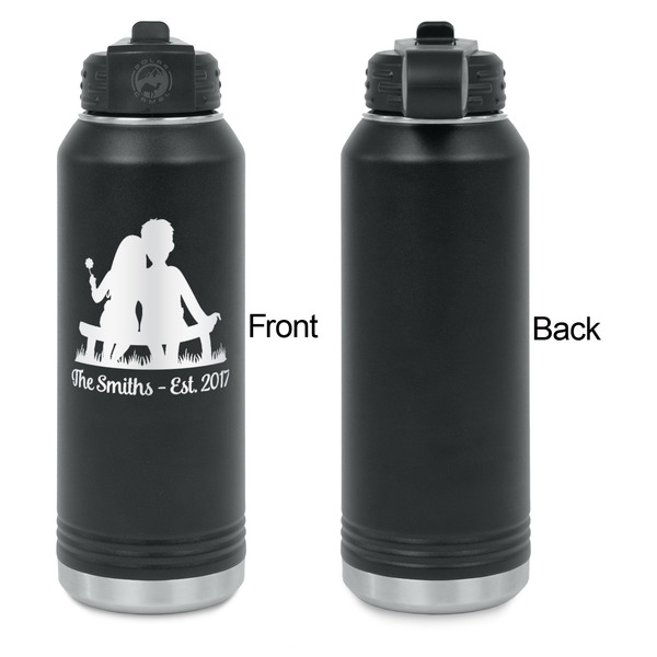 Happy Anniversary Laser Engraved Water Bottles - Front Engraving - Front & Back View