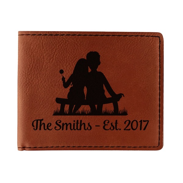 Custom Happy Anniversary Leatherette Bifold Wallet (Personalized)
