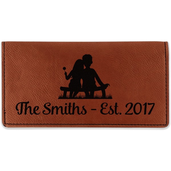 Custom Happy Anniversary Leatherette Checkbook Holder - Single Sided (Personalized)