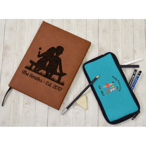 Happy Anniversary Leather Sketchbook - Large - Single Sided - In Context
