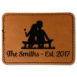 Happy Anniversary Faux Leather Iron On Patch - Rectangle (Personalized)