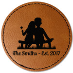 Happy Anniversary Faux Leather Iron On Patch - Round (Personalized)
