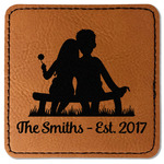 Happy Anniversary Faux Leather Iron On Patch - Square (Personalized)