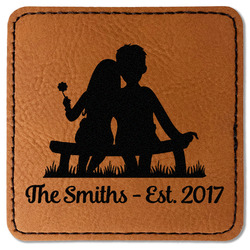 Happy Anniversary Faux Leather Iron On Patch - Square (Personalized)