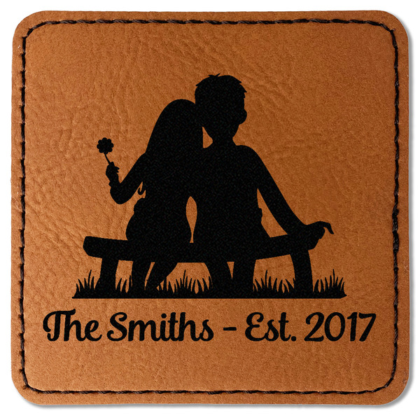 Custom Happy Anniversary Faux Leather Iron On Patch - Square (Personalized)