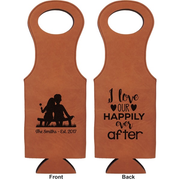 Happy Anniversary Leatherette Wine Tote Double Sided - Front and Back