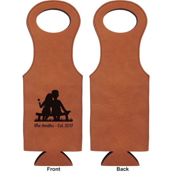 Happy Anniversary Leatherette Wine Tote Single Sided - Front and Back