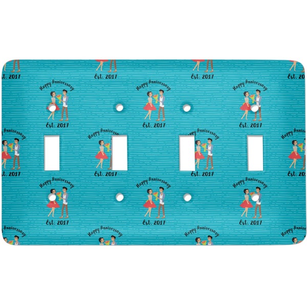 Custom Happy Anniversary Light Switch Cover (4 Toggle Plate) (Personalized)