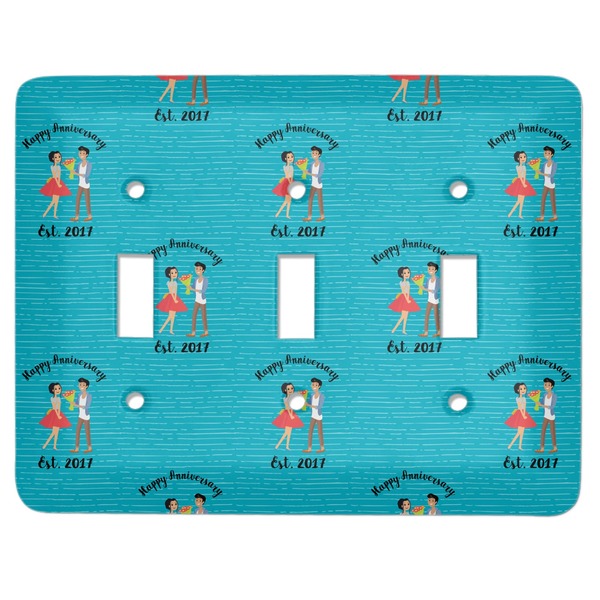 Custom Happy Anniversary Light Switch Cover (3 Toggle Plate) (Personalized)