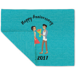 Happy Anniversary Double-Sided Linen Placemat - Single w/ Couple's Names