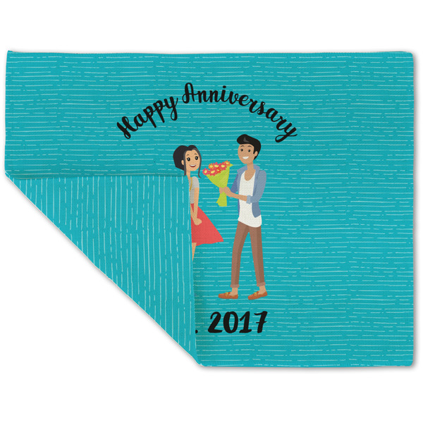 Custom Happy Anniversary Double-Sided Linen Placemat - Single w/ Couple's Names