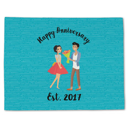 Happy Anniversary Single-Sided Linen Placemat - Single w/ Couple's Names
