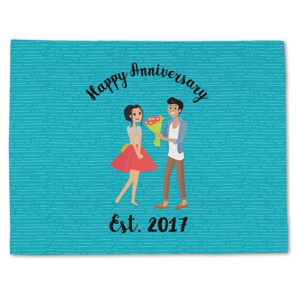 Custom Happy Anniversary Single-Sided Linen Placemat - Single w/ Couple's Names