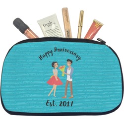 Happy Anniversary Makeup / Cosmetic Bag - Medium (Personalized)