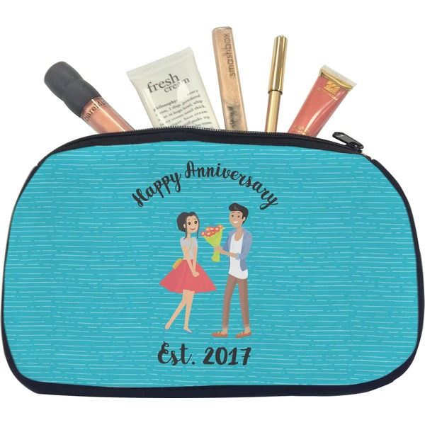 Custom Happy Anniversary Makeup / Cosmetic Bag - Medium (Personalized)