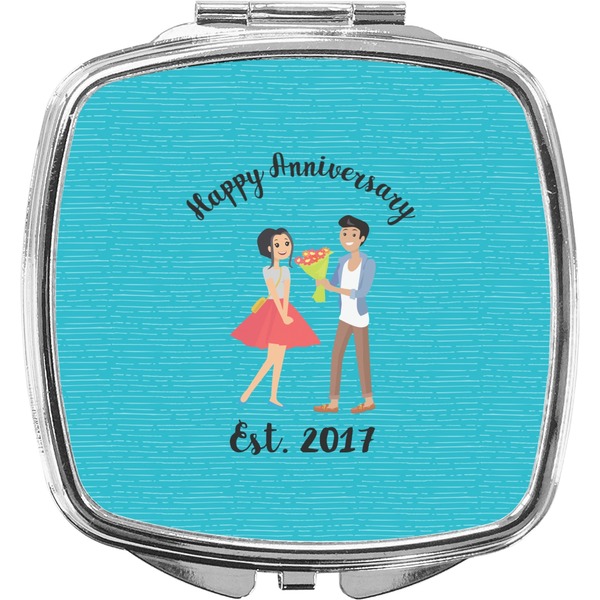 Custom Happy Anniversary Compact Makeup Mirror (Personalized)
