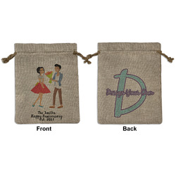 Happy Anniversary Medium Burlap Gift Bag - Front & Back (Personalized)