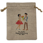 Happy Anniversary Medium Burlap Gift Bag - Front (Personalized)