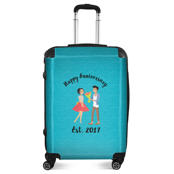 Custom Happy Anniversary Suitcase - 24" Medium - Checked (Personalized)