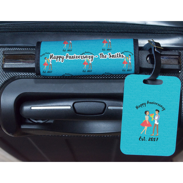 Happy Anniversary Metal Luggage Tag & Handle Wrap - In Context