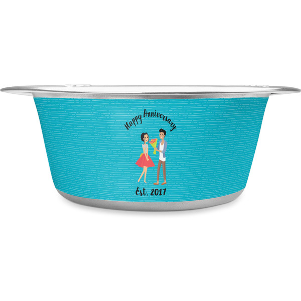 Custom Happy Anniversary Stainless Steel Dog Bowl - Large (Personalized)