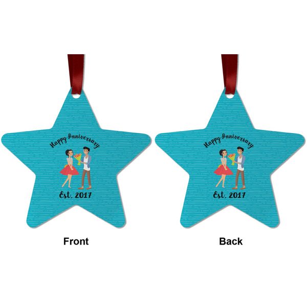 Happy Anniversary Metal Star Ornament - Front and Back