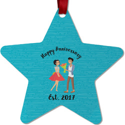 Happy Anniversary Metal Star Ornament - Double Sided w/ Couple's Names
