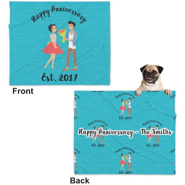 Happy Anniversary Microfleece Dog Blanket - Large- Front & Back