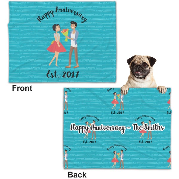Happy Anniversary Microfleece Dog Blanket - Regular - Front & Back