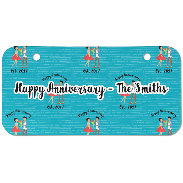 Custom Happy Anniversary Mini/Bicycle License Plate (2 Holes) (Personalized)