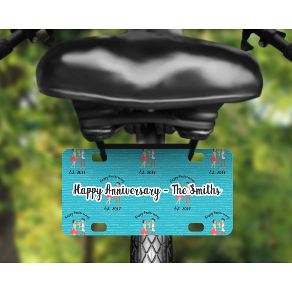 Happy Anniversary Mini License Plate on Bicycle