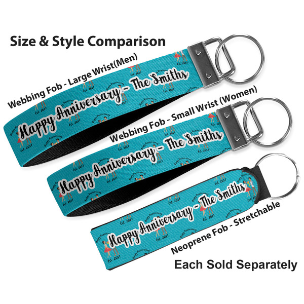 Happy Anniversary Multiple Key Ring comparison sizes