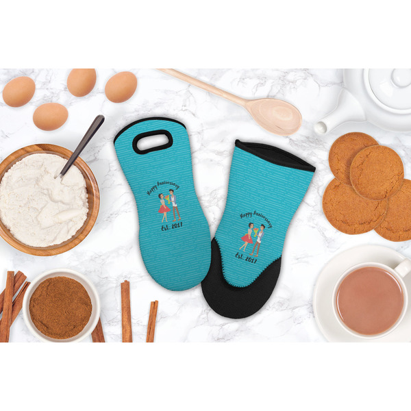 Happy Anniversary Neoprene Oven Mitt - Lifestyle Image