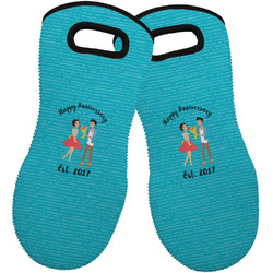Happy Anniversary Neoprene Oven Mitts - Set of 2 w/ Couple's Names
