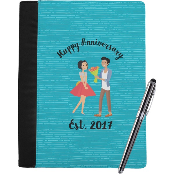 Custom Happy Anniversary Notebook Padfolio - Large w/ Couple's Names