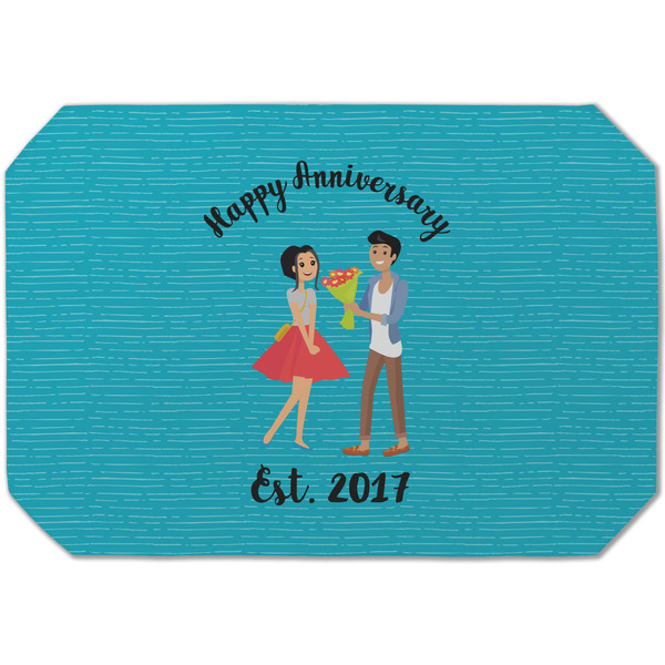 Custom Happy Anniversary Dining Table Mat - Octagon (Single-Sided) w/ Couple's Names