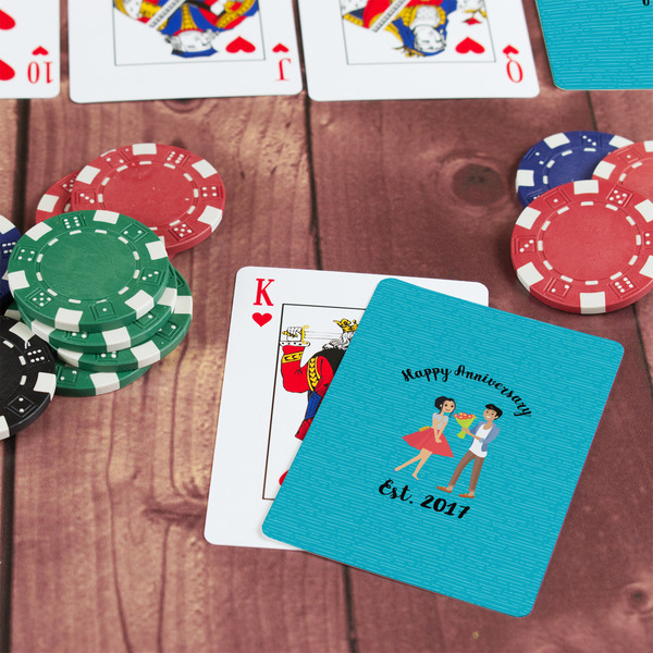 Happy Anniversary On Table with Poker Chips