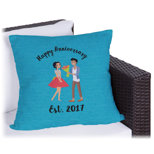 Custom Happy Anniversary Outdoor Pillow (Personalized)