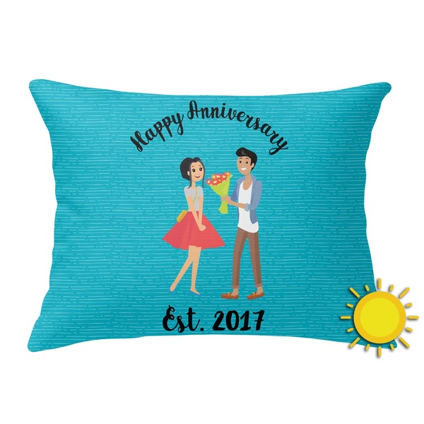 Custom Happy Anniversary Outdoor Throw Pillow (Rectangular) (Personalized)