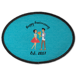 Happy Anniversary Iron On Oval Patch w/ Couple's Names