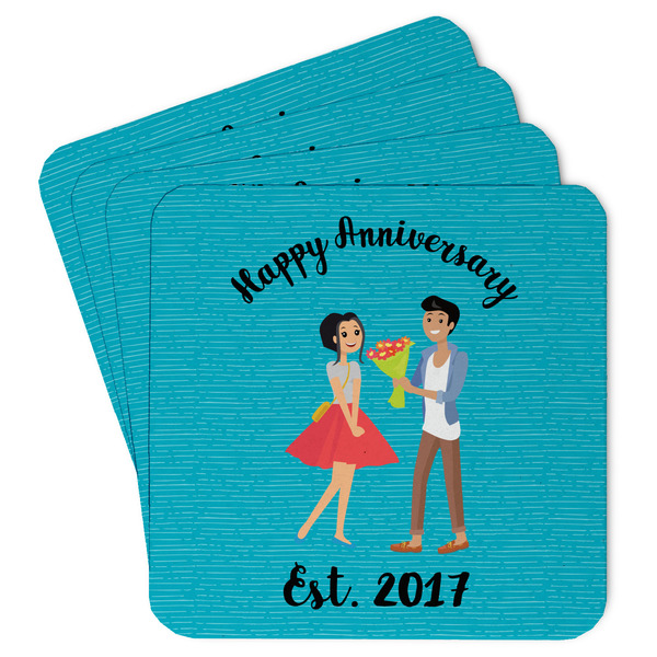 Custom Happy Anniversary Paper Coasters w/ Couple's Names