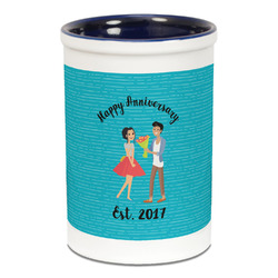 Happy Anniversary Ceramic Pencil Holders - Blue