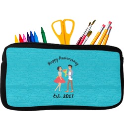 Happy Anniversary Neoprene Pencil Case - Small w/ Couple's Names