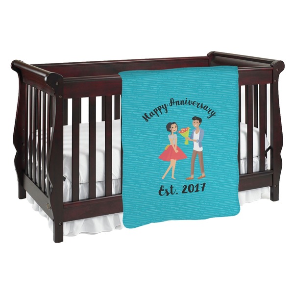 Custom Happy Anniversary Baby Blanket (Double Sided) (Personalized)