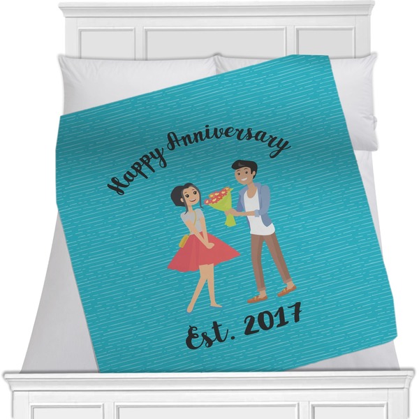 Custom Happy Anniversary Minky Blanket - Toddler / Throw - 60"x50" - Single Sided (Personalized)