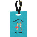 Happy Anniversary Plastic Luggage Tag - Rectangular w/ Couple's Names